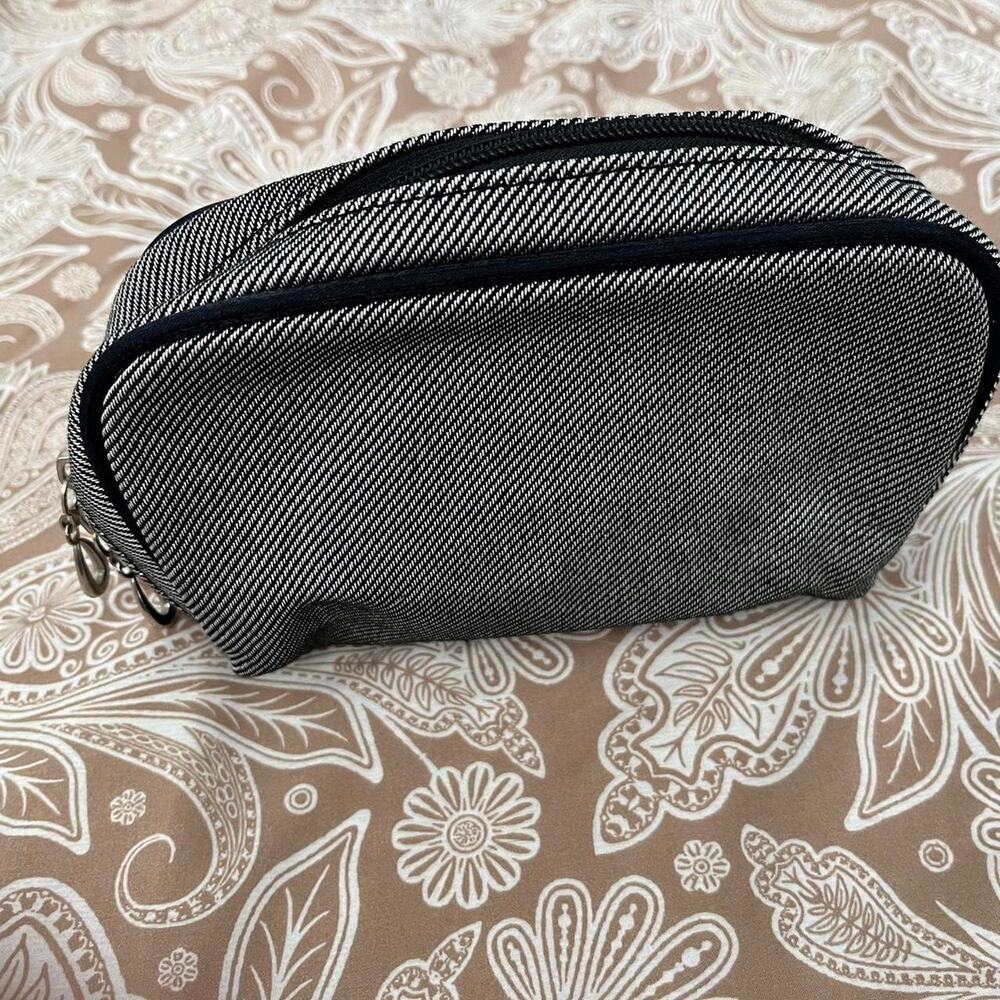 Small Cosmetic Bag Grey and Black Toiletry Bag/Makeup Bag/Travel Zippered